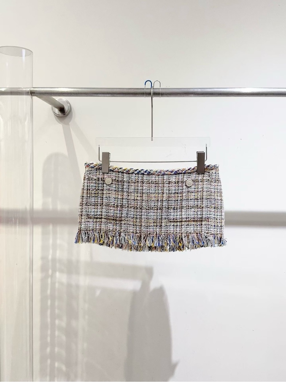 CHANEL Multicolor Tweed Fringe Mini Skirt